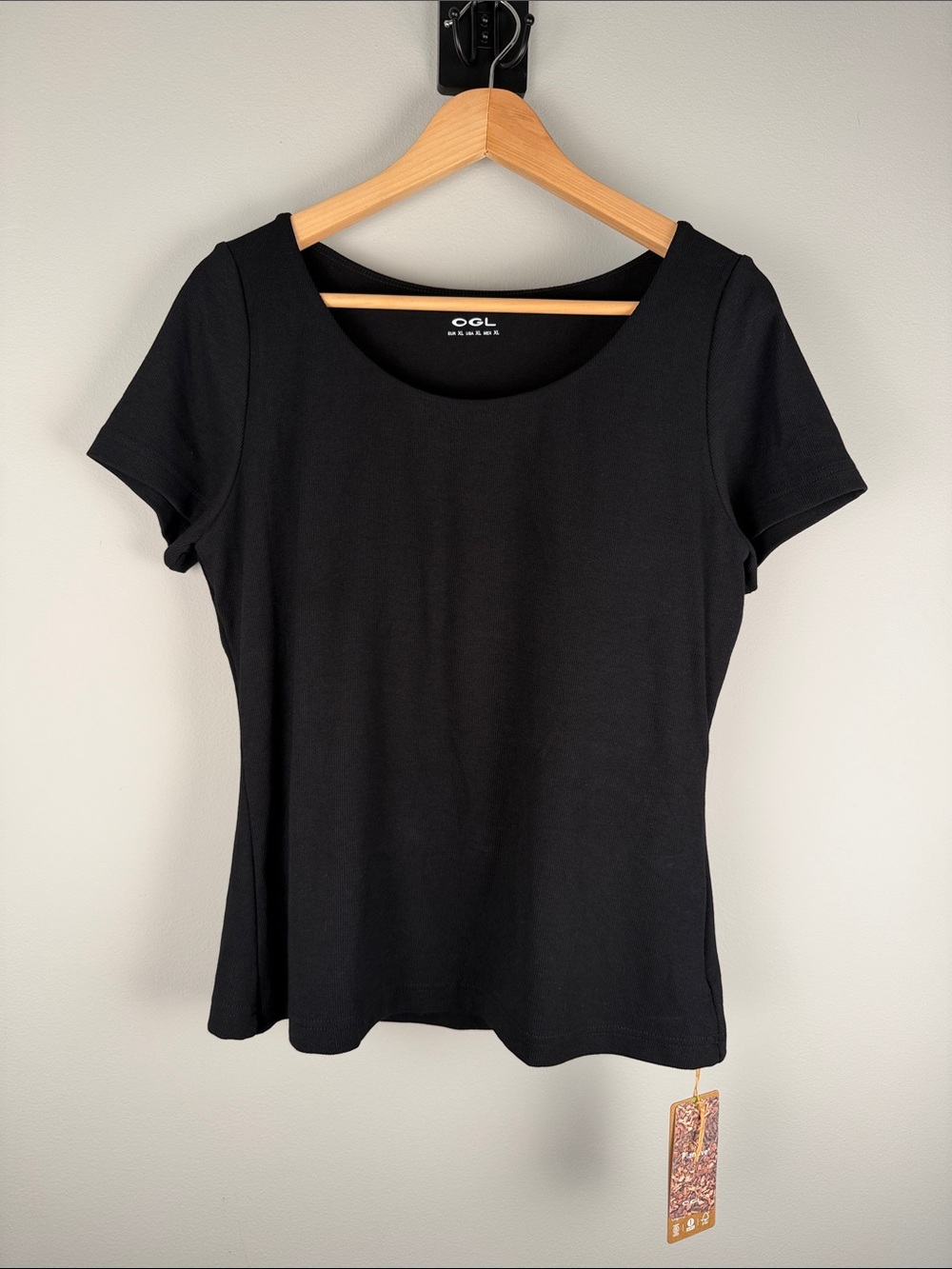 OGL Black Scoop Neck Short Sleeve Cotton New Airy Bra Top